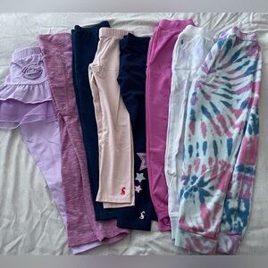 Lot of 8 pairs of girls leggings and sweatpants - sizes 6-7, brand names